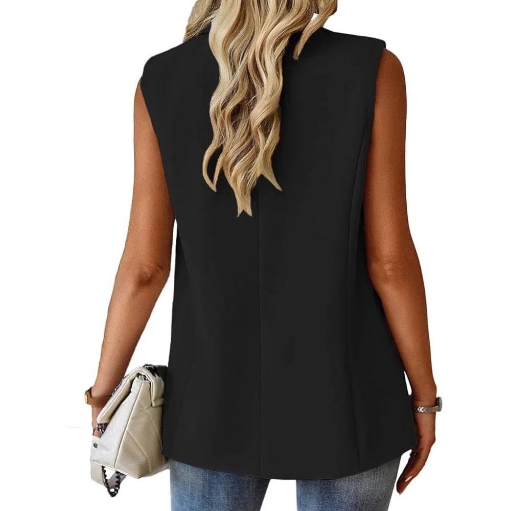 MINA SELF Women's Sleeveless Vest Blazer Casual Open Front Work Office Tops - Picture 5 of 13